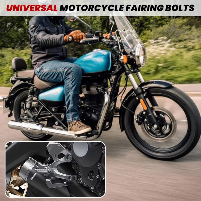 AEEAST 177Pcs Motorcycle Fairing Bolt Kit, M5 M6 Stainless Steel Windscreen Screws Fastener Clips Universal Fit for Sportbike Kawasaki Suzuki Honda Yamaha BMW Ducati GSXR Motorcycle(Black) - Image 3